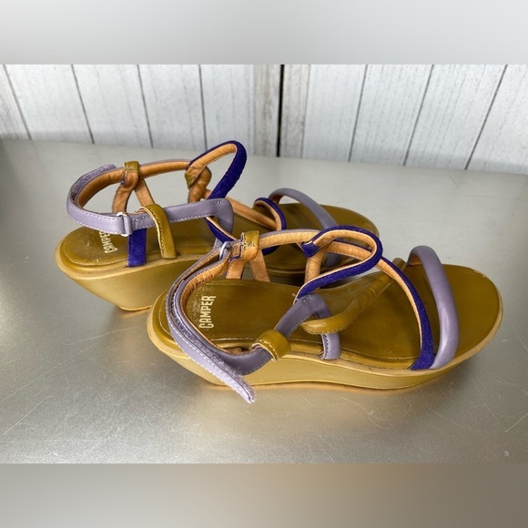 CAMPER Strappy Platform Wedge Sandal Leather Size 39 / 8 Damas Purple Tan - Picture 3 of 5